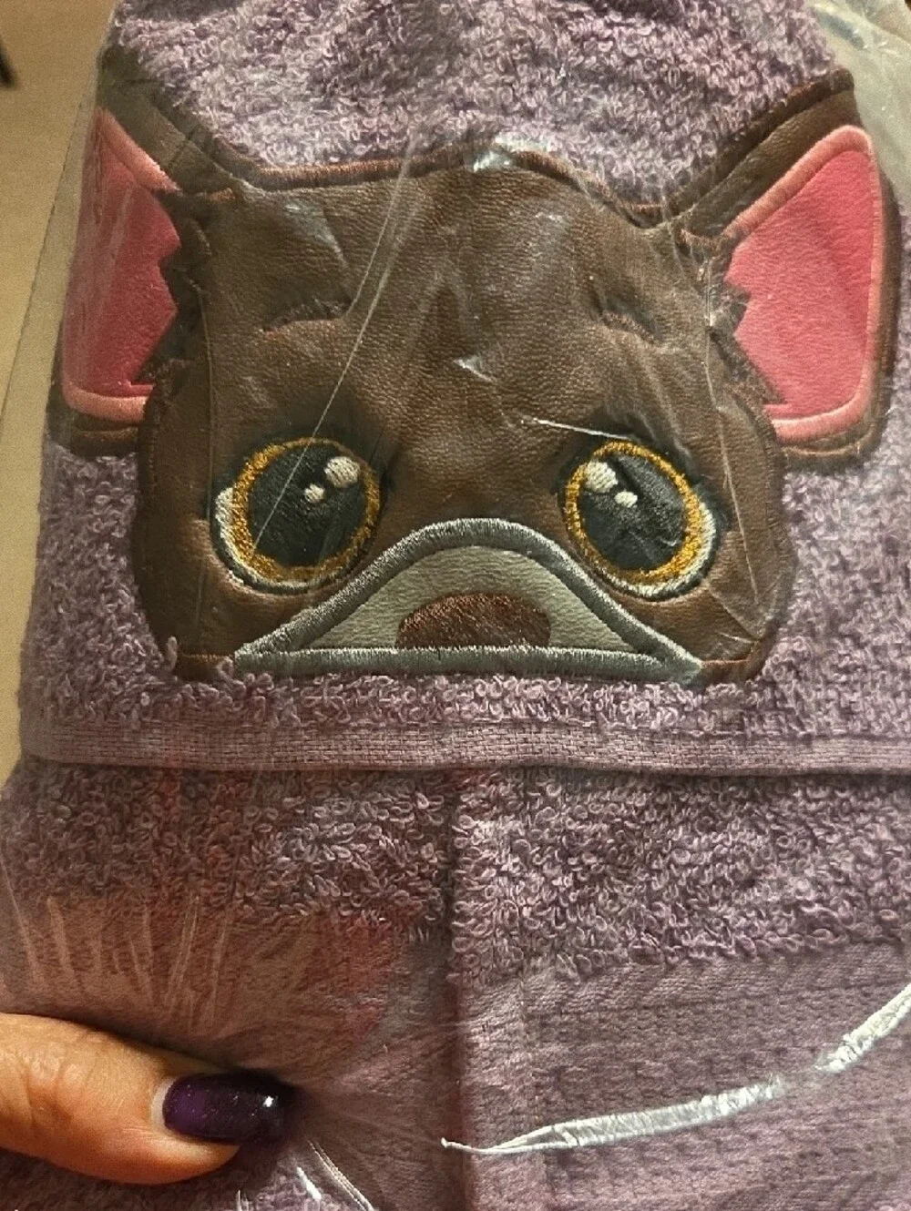 Kids Purple Hooded Bath Towel with Cute Puppy Face
